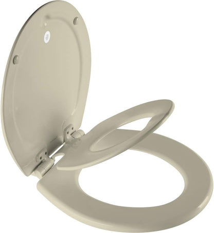 Mayfair NextStep2 Toilet Seat with Built-In Toddler Potty Training Seat, Slow Close, Easy Clean, Magnetic Removable Kids Seat, ELONGATED, Bone