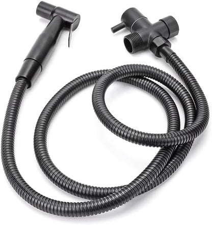 Deals & Fixtures Handheld Toilet Bidet Sprayer for Toilet-Adjustable Water Pressure Control with Bidet Hose for Feminine Wash, Stainless Steel (Matte Black)