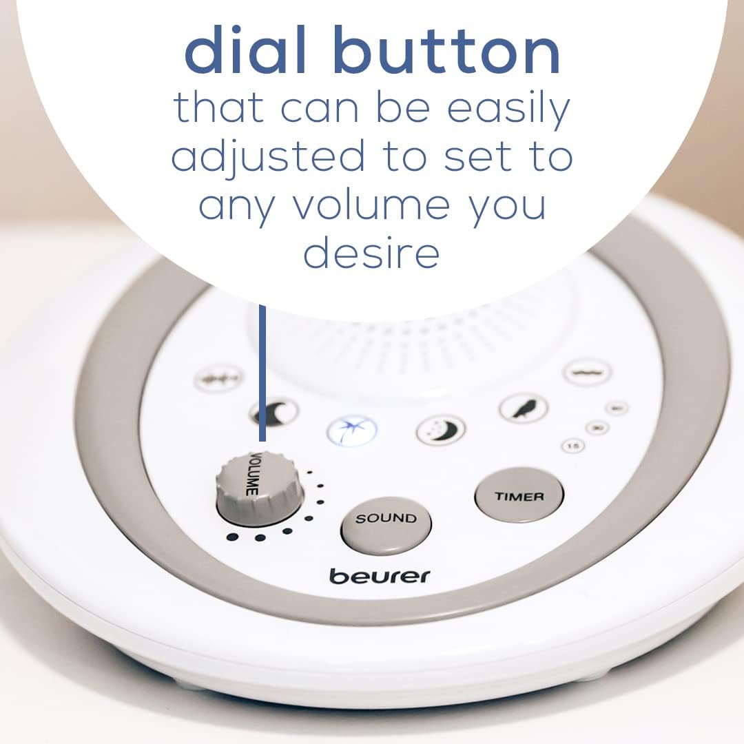 Beurer White Noise Machine with 4 Soothing Sounds | Sound Machine with Auto Shut-Off Sleep Timer | Portable White Noise Machine for Adults, Kids & Babies | Dreamsound Sleep Machine, SL15