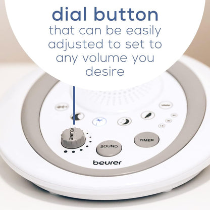 Beurer White Noise Machine with 4 Soothing Sounds | Sound Machine with Auto Shut-Off Sleep Timer | Portable White Noise Machine for Adults, Kids & Babies | Dreamsound Sleep Machine, SL15