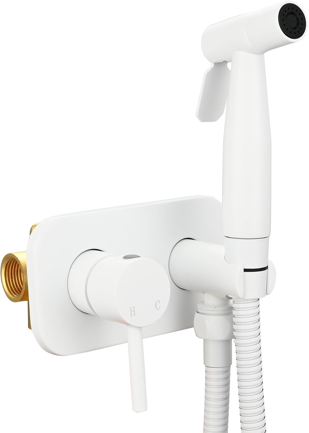 Tecmolog Stainless Steel Bathroom Bidet Sprayer Set Concealed Bidet Sprayer for Toilet Hot and Cold Handheld Cloth Diaper Sprayer Kit