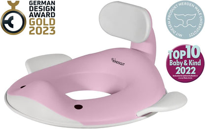 Kindsgut Whale Potty Training Seat for Toddlers – Kids Toilet Seat with Backrest, Non-Slip, Fits Round & Oval Toilet Seats, Designed in Germany, Peach