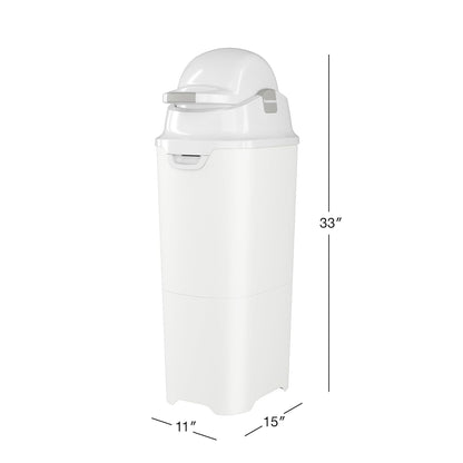 Foundations Tall Diaper Pail with Airtight Lid - Durable & Odorless Diaper Disposal, Large Capacity, Holds up to 60 Newborn Diapers, Refill with Any Bags, Baby Registry Gift - Gray (9612057)