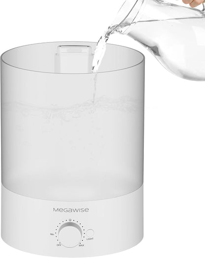 MEGAWISE 3.5L Ultrasonic Cool Mist Humidifier – Top-Fill, Essential Oil Diffuser, Quiet Operation, Night Light, Auto Shut-Off for Home & Office (1)