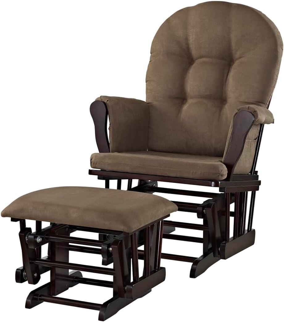 Angel Line Grayson Glider and Ottoman, Black w/Beige Cushion