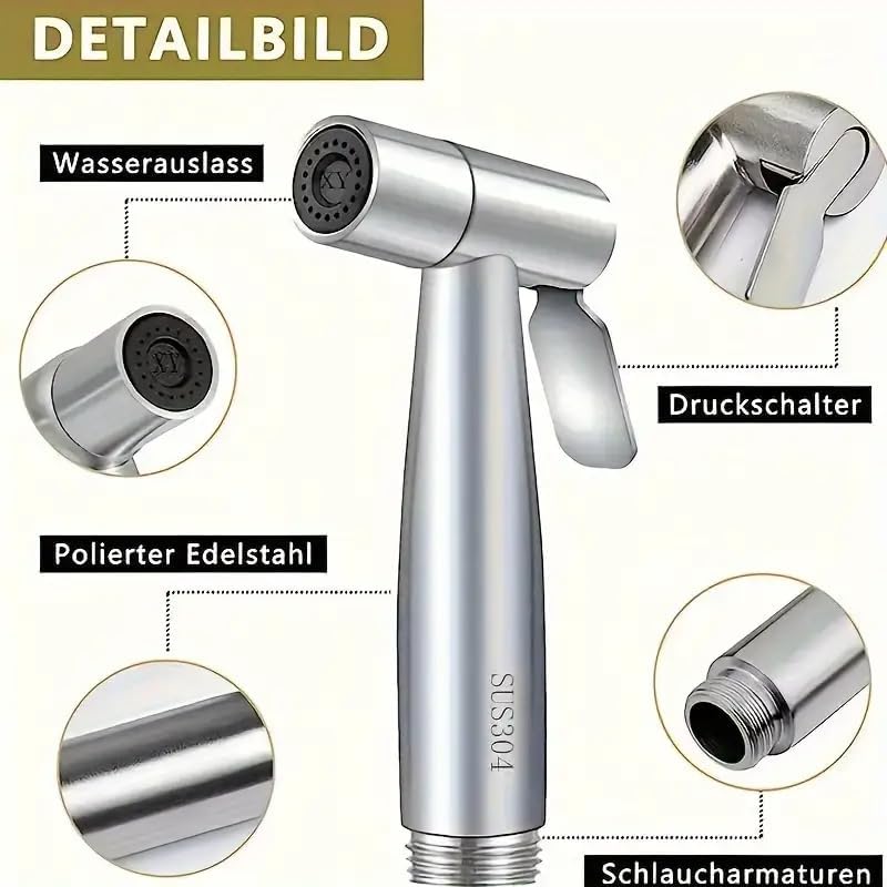 Handheld Toilet Bidet Sprayer Kit – High-Pressure Stainless Steel Hose for Personal Hygiene, Feminine Care & Cloth Diaper Cleaning