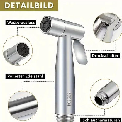 Handheld Toilet Bidet Sprayer Kit – High-Pressure Stainless Steel Hose for Personal Hygiene, Feminine Care & Cloth Diaper Cleaning