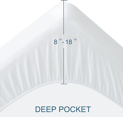 King Mattress Protector 2 Pack King Size Mattress Cover Protector Fitted Sheets up to 18'' Waterproof for Bed Topper Pad Protector, Machine Wash