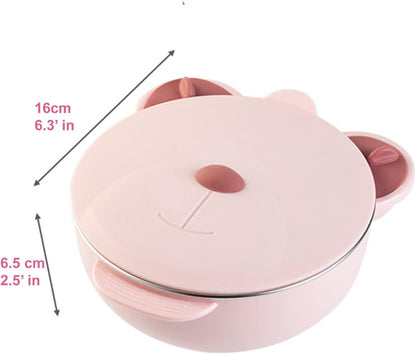 I love D&M Baby Toddler Food-Grade 316 Stainless Steel Bowl with Insulated Lid Strong Suction Leak-Resistant BPA Free Easy to clean (no utensil, Placid Blue)