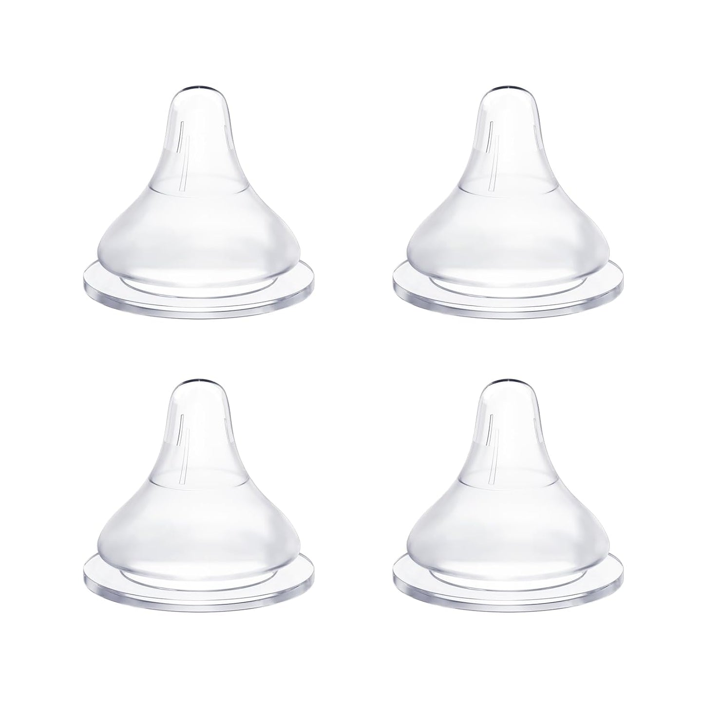Silicone Bottle Nipples Compatible with Spectra Bottles, Replacement Soft Nipple for Baby 1+ Months, Anti-Colic, BPA-Free, Slow Flow, Size S, 4-Pack