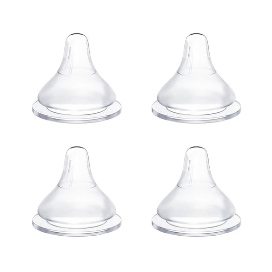 Silicone Bottle Nipples Compatible with Pigeon Bottles, Replacement Soft Nipple for Baby 6+ Months, Anti-Colic, BPA-Free, Fast Flow, Size L, 4-Pack