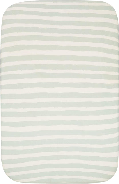 Tutti Bambini Premium Bassinet Sheets (2 Pack) - Soft & Breathable Bamboo Jersey, Double-Strength Bedside Sleeper Sheets, Fits Mattresses from 20.8 x 31.5 in to 23.6 x 35.4 in (Our Planet)