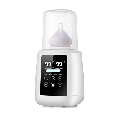 Baby Bottle Warmer, 3-in-1 Milk Warmer, Defrosts Frozen Breastmilk, LED Display, Night Light, Steam Sterilizer, Adjustable Temp, Perfect for Formula, Food Jars, Newborn Gift (White)