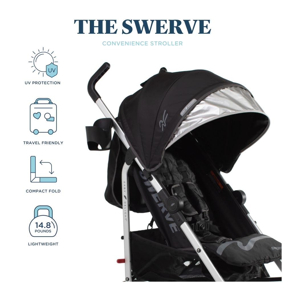 Baby Delight | Swerve Stroller | Lightweight | for Travel & Everyday | Multi-Position Recline | Compact Fold | Extra Storage | Tan
