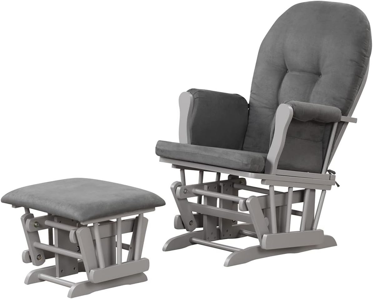 Angel Line Grayson Glider and Ottoman, Black w/Beige Cushion