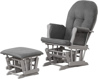 Angel Line Grayson Glider and Ottoman, Black w/Beige Cushion