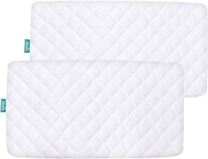Bassinet Mattress Pad Cover for BCOL and bonbay Baby Bassinet Bedside Sleeper, 2 Pack, Waterproof Quilted Ultra Soft Surface