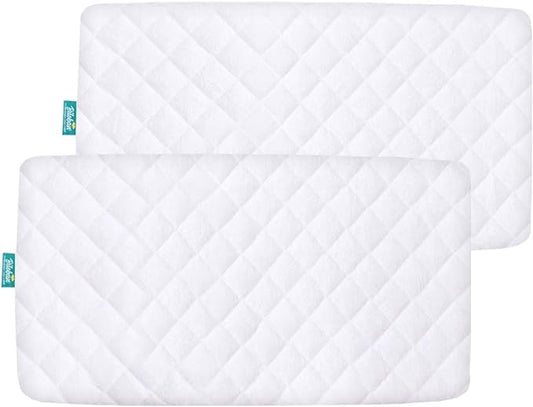 Waterproof Bassinet Mattress Pad Cover Compatible with 4moms Breeze Plus Bassinet(not playard), 2 Pack, Ultra Soft Surface, Breathable and Easy Care