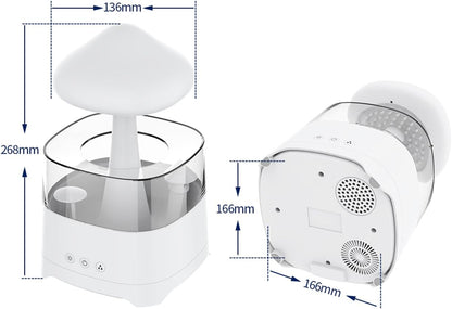 Rain Cloud Humidifier for Bedroom with Remote Control, Built-in Sound Speaker, Aromatherapy Water Drip Diffuser, LED Night Light & Raindrop Sounds for Sleep and Relaxation