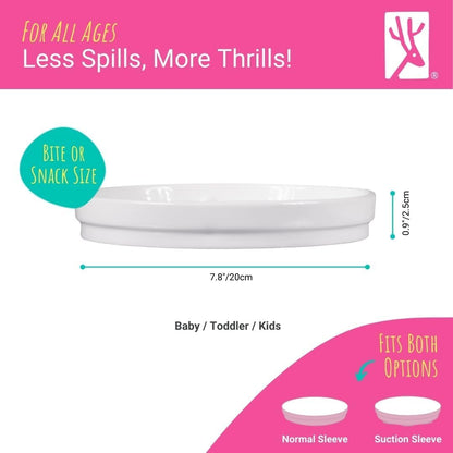 Elk and Friends Kids 7.8” Porcelain Divided Plates with Silicone Sleeves | Suitable for Babies/Kids/Toddlers | Microwave & Dishwasher Safe | Non Slip | Snack Dishes