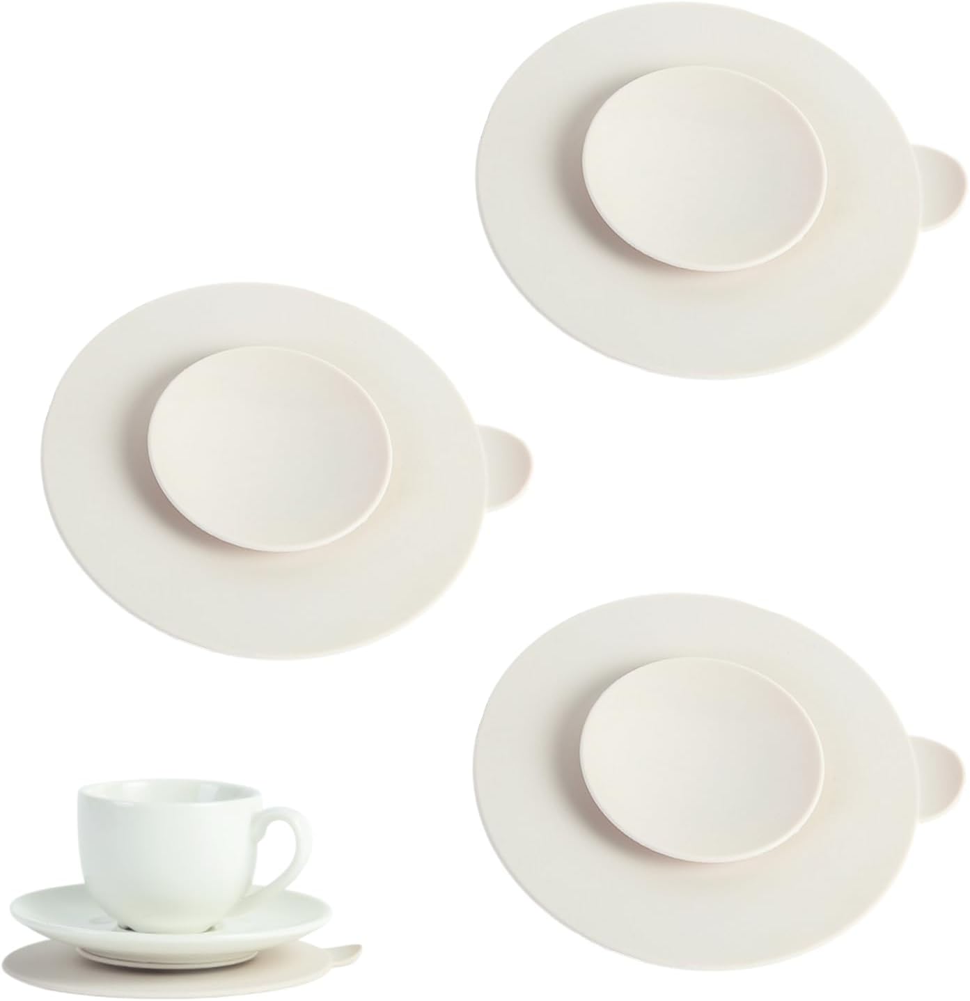 3 PCS Table Suction Cup Pad Professional Tableware Sucker Silicone Suction Coasters Non-Slip Double Sided Suction Cups for Fixing Tableware Plate Bowl Dish