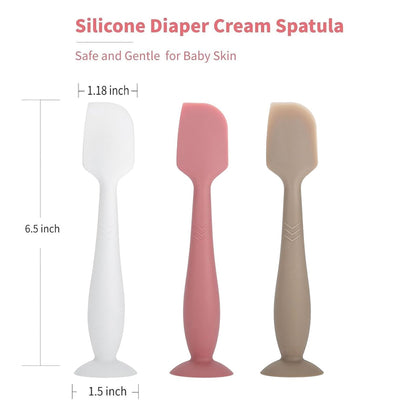 Diaper Cream Spatula Butt Spatula Baby Diaper Spatula, Soft Silicone Butt Paste Spatula Diaper Rash Cream Applicator Diaper Cream Brush with Suction Cup Base