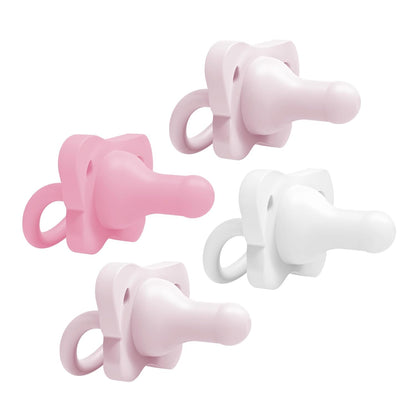 Dr. Brown's HappyPaci 100% Silicone Baby Pacifier, Contoured One-Piece Design, Black/Gray/White, 0-6m, BPA-Free, 4-Pack
