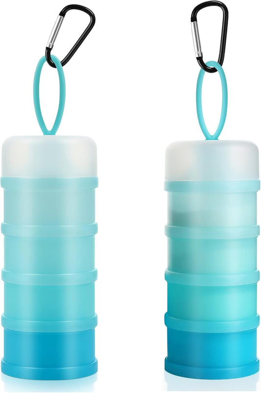Accmor 2 Pcs Protein Powder Container to Go with Funnels Stand, 4 Compartments Stackable Protein Powder Dispenser for Workout, Fitness, Travel