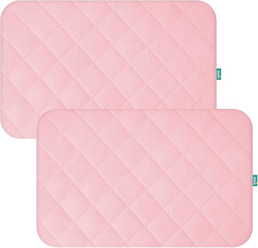Pack and Play Sheets Fitted Waterproof Pack and Play Mattress Protector Pad Cover 2 Pack Pink Quilted 39" x 27"