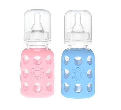 Lifefactory Glass Baby Bottle BPA Free | Protective Silicone Sleeve | 9 oz Pack of 2 | Mango, Kale