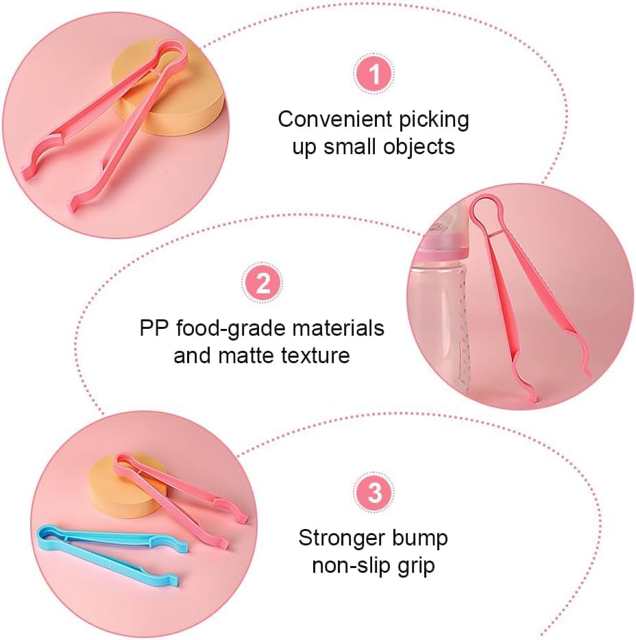 Baby Bottle Tong, Anti-Slip Pacifier Bottle Tongs, Silicone Baby Safety Bottle Holder, Scissor Design Multi-Functional High-Temperature Resistant Tong, Pink