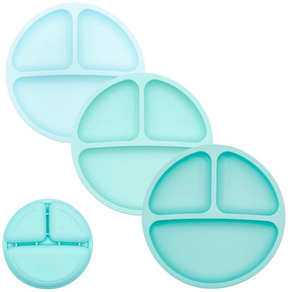 WeeSprout Silicone Divided Plates (No Lids), 100% Food Grade Silicone Plates for Toddlers & Kids, Dishwasher & Microwave Safe