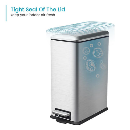 Diaper Pail, Airtight Odor Control Baby Diaper Bin with Childproof Lock, Stainless Steel Garbage Pail with lid, 15 Liter/ 4 Gallon Compact Nursery Trash Can with Removal Inner Liner, Blue