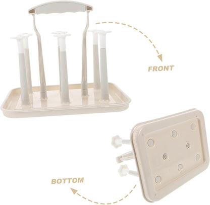Toyvian Space Saving Baby Bottle Drying Rack with Cup Holder for Countertop Portable Baby Bottle Drain Rack for Kitchen and Nursery Organization
