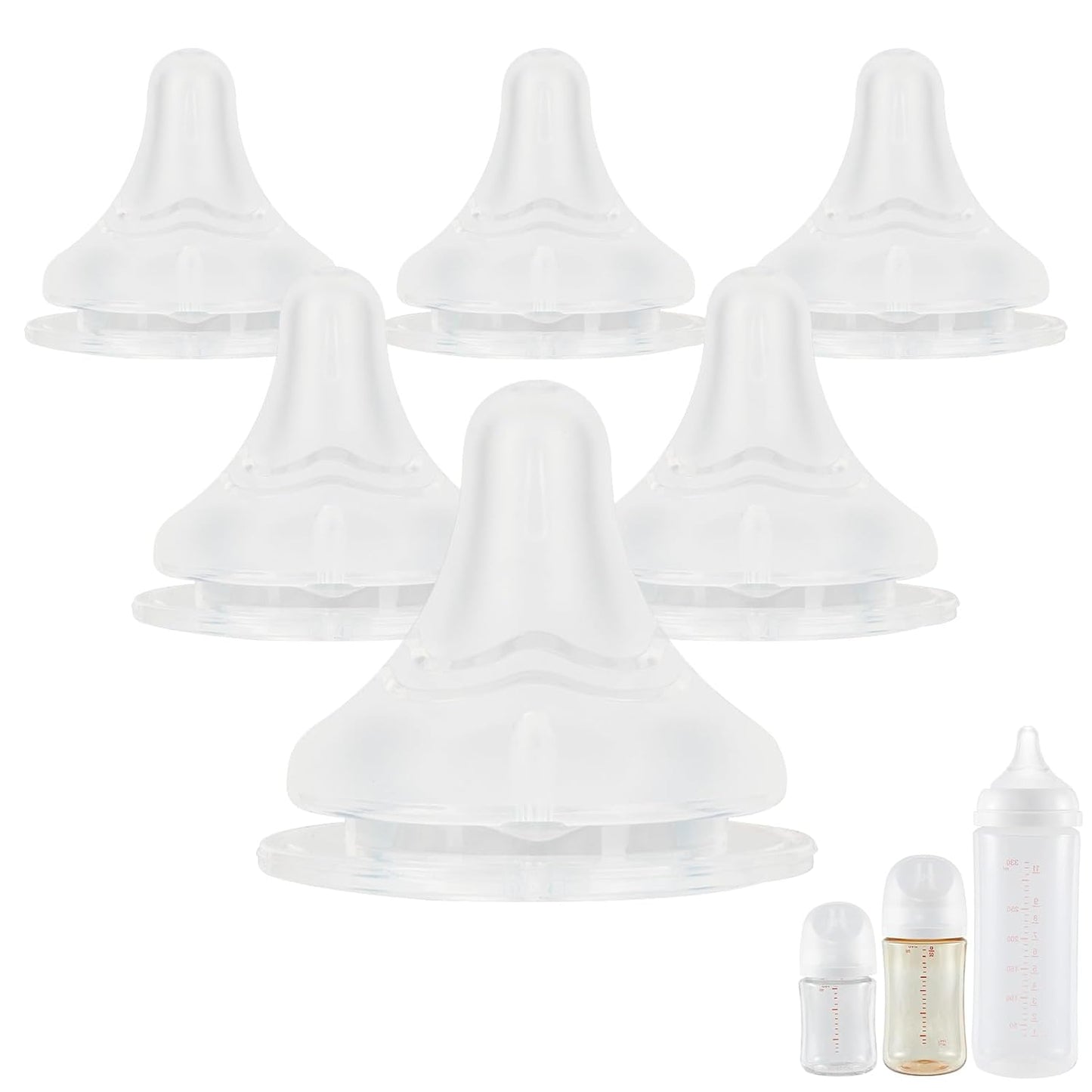 Silicone Nipple for Pigeon Bottle,Size M,Medium Flow Baby Bottle Nipples,3m+ 6 Count