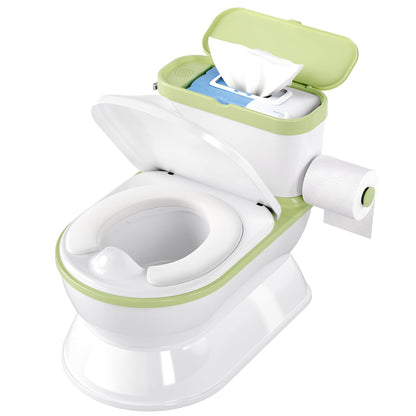 CheerTry 2-in-1 Toddler Potty Training Toilet - Larger Potty Chair & Detachable Training Seat for Boys & Girls Ages 1-3 with Flushing Sound, Wipes Storage, Toilet Paper Holder - Pink