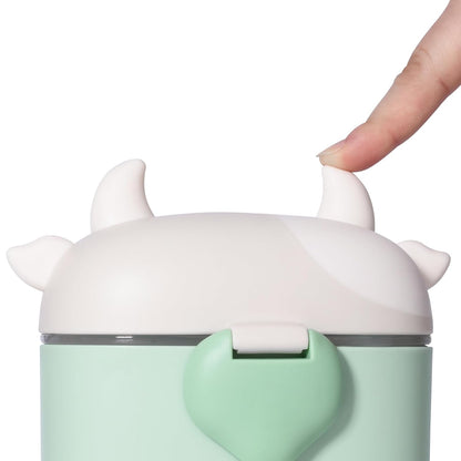 Bebamour Baby Formula Dispenser, BPA Free Portable Milk Powder and Candy Fruit Snack Storage Container with Scoop and Leveller for Travel, 450 ML, Green Cow