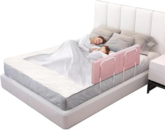 Bed Rail Bumpers for Toddlers, Foam Padded Bed Barrier for Kids Safety, Adjustable Bed Side Guard Rails for Old Dogs, Bunk, Twin, Queen & King, Full Size Beds (Pink, 2Packs)