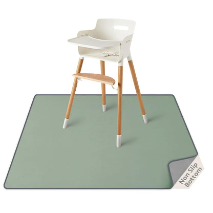 Blissful Diary Baby Splat Mat for Under High Chair, 50.4 x 50.4 Inch Wipeable Splash Mat, Waterproof and Washable, Anti-Slip Floor Protector, Retro Rainbow