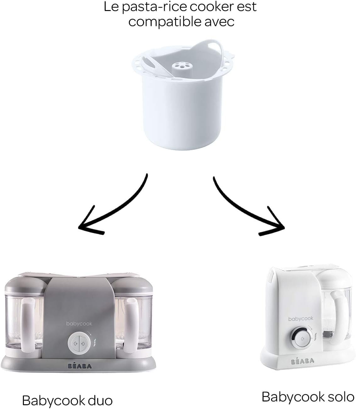 BEABA Babycook Solo Duo Rice Pasta and Grain Insert, Baby Food Maker, Baby Food Processor, Baby Food Blender, Baby Food Steamer, Homemade Baby Food, Make Fresh Healthy Baby Food at Home, White