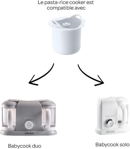 BEABA Babycook Solo Duo Rice Pasta and Grain Insert, Baby Food Maker, Baby Food Processor, Baby Food Blender, Baby Food Steamer, Homemade Baby Food, Make Fresh Healthy Baby Food at Home, White