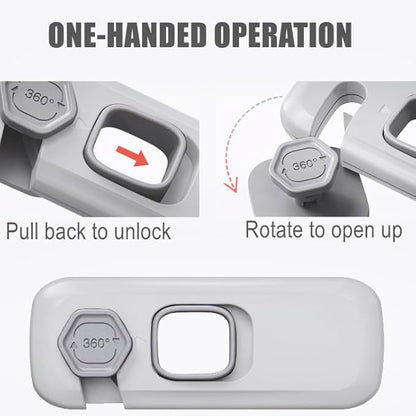 5 Pack Child Proof Refrigerator Lock, QYESWHSR Fridge Locks for Kids with Sticky Adhesive Pads, Child Safety Locks for Doors, RV Refrigerator, Oven Lock Child Safety Baby Cabinet Locks - Grey Updated