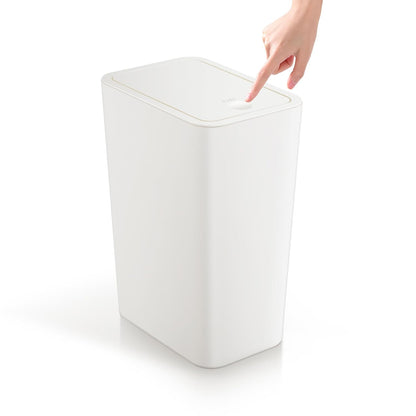 TIPGO Bathroom Trash Can with Lid, 4 Gallon / 15 Liter Small Garbage Can, Press Top Bin, Plastic Wastebasket with Pop-Up Lid for Bedroom, Living Room, Office (Black)