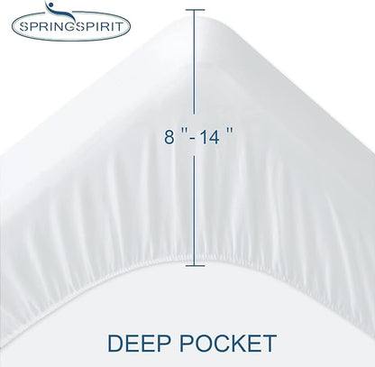 2 Pack Twin Extra Long (XL) Waterproof Mattress Protector, Premium Terry Twin XL Sheets Fitted up to 14'' Depth Pocket, Ultra Soft and Breathable Mattress Topper Pad Cover XL Twin, Noiseless White