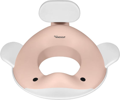 Kindsgut Whale Potty Training Seat for Toddlers – Kids Toilet Seat with Backrest, Non-Slip, Fits Round & Oval Toilet Seats, Designed in Germany, Peach