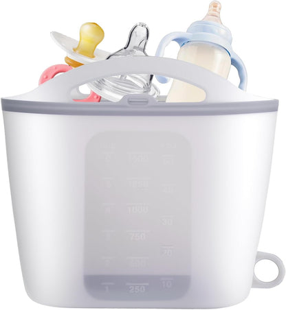 Silicone Microwave Steam Sterilizer Bag 1500ML Reusable Steaming Bags for Baby Bottles, Breast Pump,Pacifiers and Teethers，Breast Feeding Baby Travel Accessories