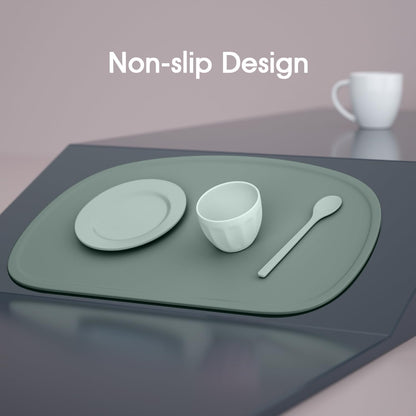 Cuddle Campus Set of 3 Silicone Placemats with Raised Edges for Kids,Toddlers,Babies, Non-Slip Dinning Table Mat, Baby Eating Mat, Food Mat Set 2