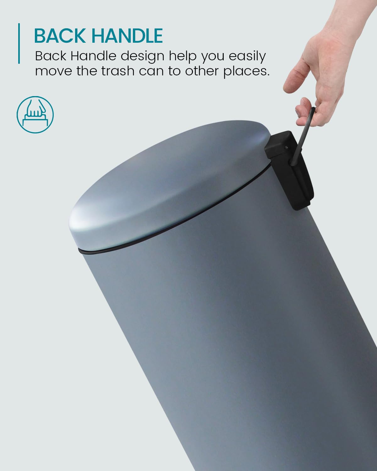 Diaper Pail, Airtight Odor Control Baby Diaper Bin with Childproof Lock, Stainless Steel Garbage Pail with lid, 15 Liter/ 4 Gallon Compact Nursery Trash Can with Removal Inner Liner, Blue