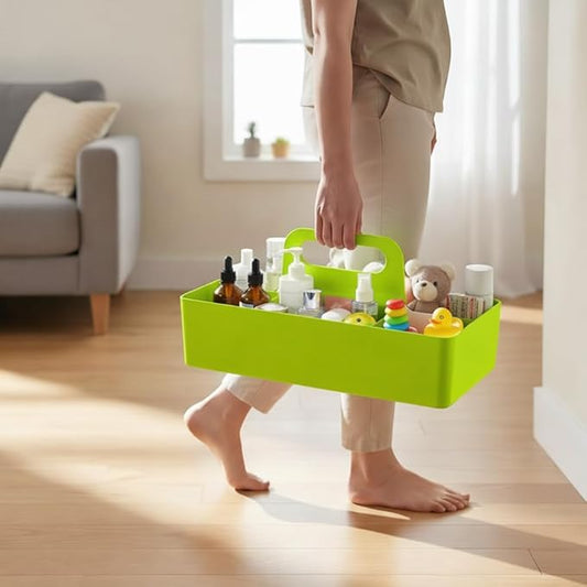 Portable Bath caddy for baby, Bathroom Makeup organizer Countertop with Handle,Skincare Organizer Caddy for Vanity,Storage Box with Handle,Large Cosmetic Display case for Dresser