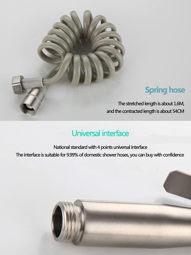 Hand Held Sprayer Toilet Attachment Stainless Steel Bathroom Bidet Spray Set, Multi-Function for Cloth Diaper Sprayer, Toilet Or Wall Mounted, Pets Shower - Stainless Steel,c